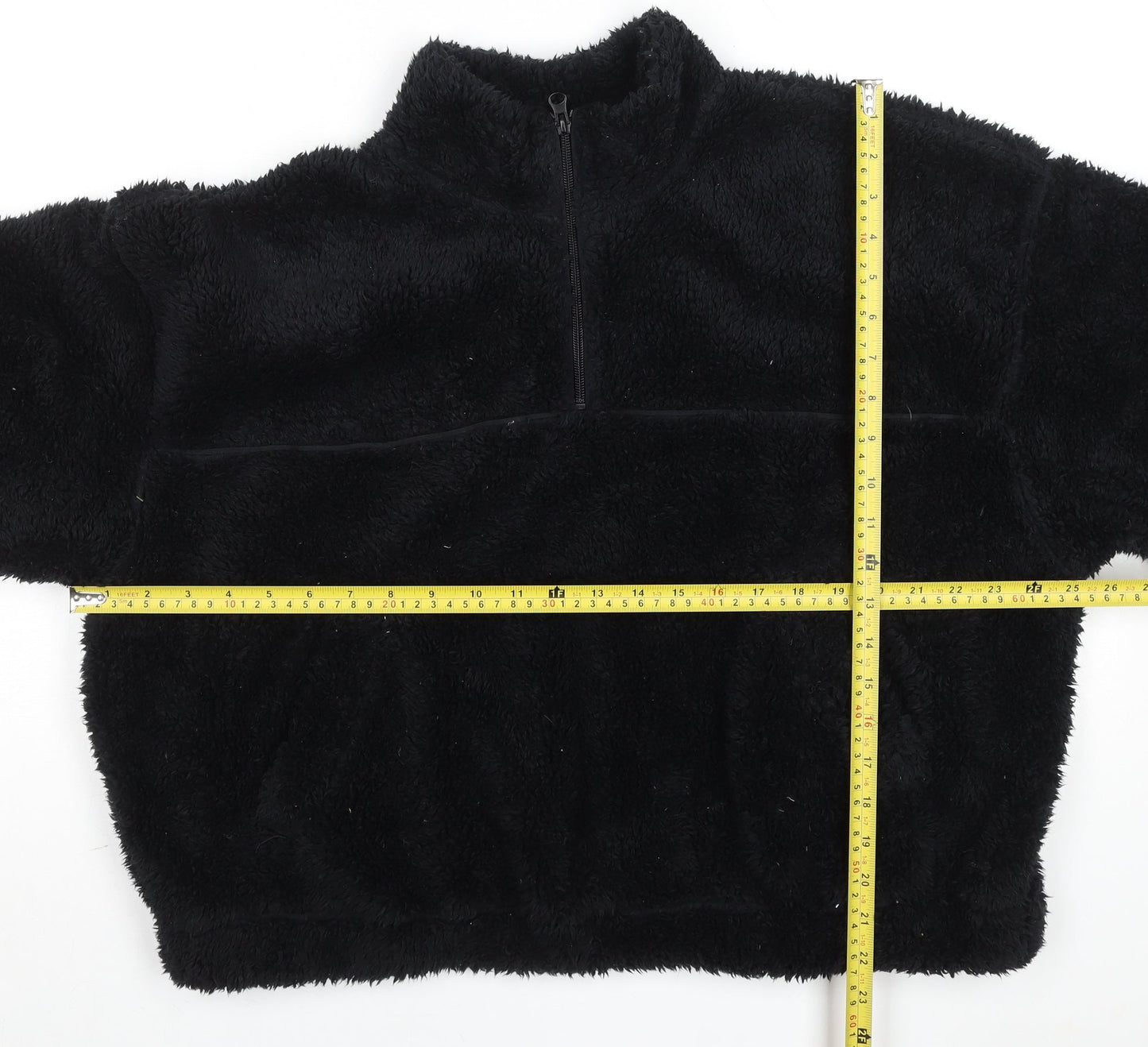 H&M Women Black Fleece Half Zip Pullover Sweatshirt Size M