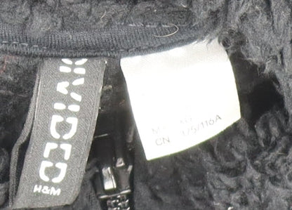 H&M Women Black Fleece Half Zip Pullover Sweatshirt Size M
