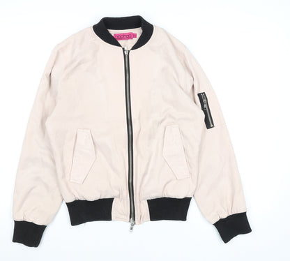 Boohoo Women's Pink Bomber Jacket UK 8 Lightweight Casual Zip Up