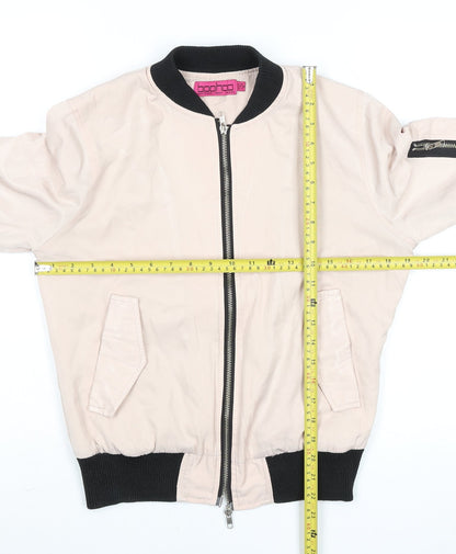 Boohoo Women's Pink Bomber Jacket UK 8 Lightweight Casual Zip Up