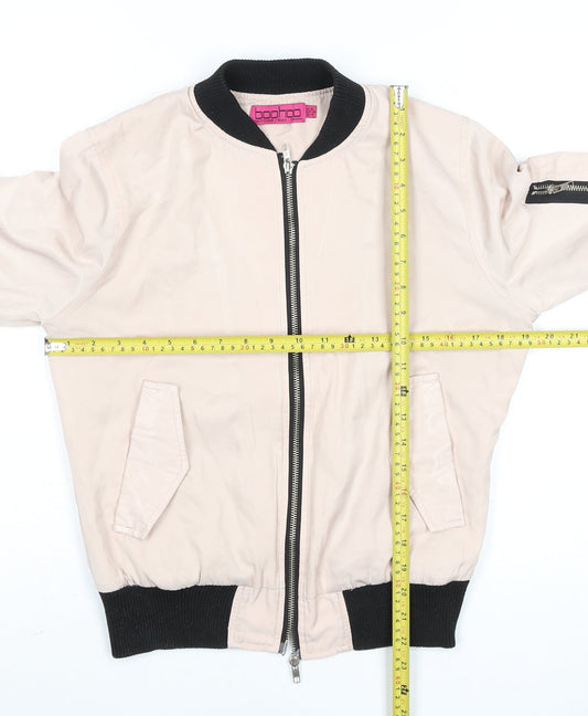 Boohoo Women's Pink Bomber Jacket UK 8 Lightweight Casual Zip Up