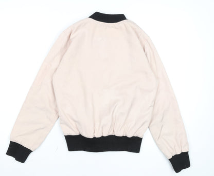 Boohoo Women's Pink Bomber Jacket UK 8 Lightweight Casual Zip Up