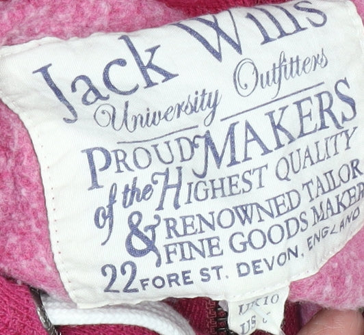Womens UK Size 10 Jack Wills Pink Full Zip Hoodie