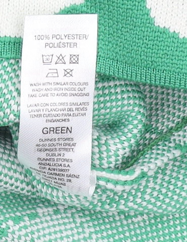 Gallery Women Green White Cardigan Medium Polyester Patterned Knit