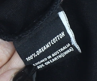 TH Mens Black L Funny Retro Graphic Print Cotton T-Shirt