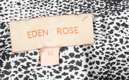 Womens UK Size 14 Eden & Rose Black Basic Button-Up