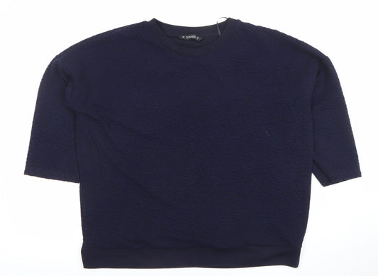 Dunnes Women Navy Blue Textured 3/4 Sleeve Jersey Top Size S