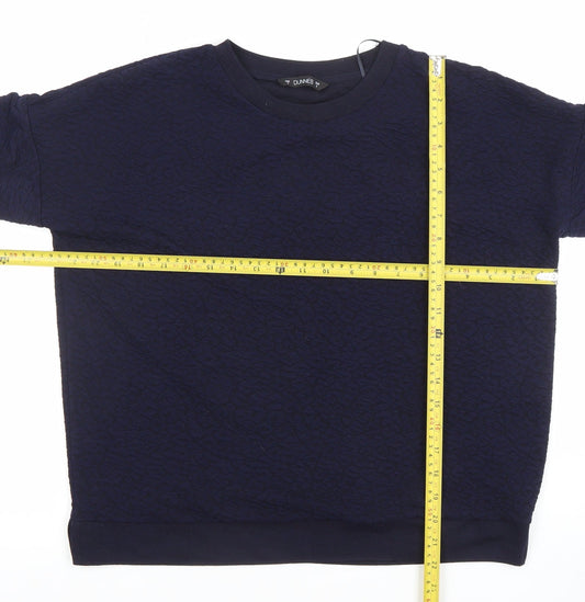 Dunnes Women Navy Blue Textured 3/4 Sleeve Jersey Top Size S