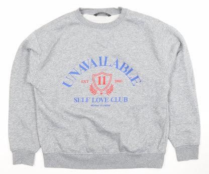 Dunnes Women’s Grey Graphic Crew Neck Pullover Sweatshirt Size S