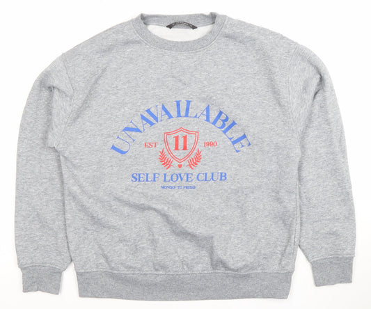 Dunnes Women’s Grey Graphic Crew Neck Pullover Sweatshirt Size S