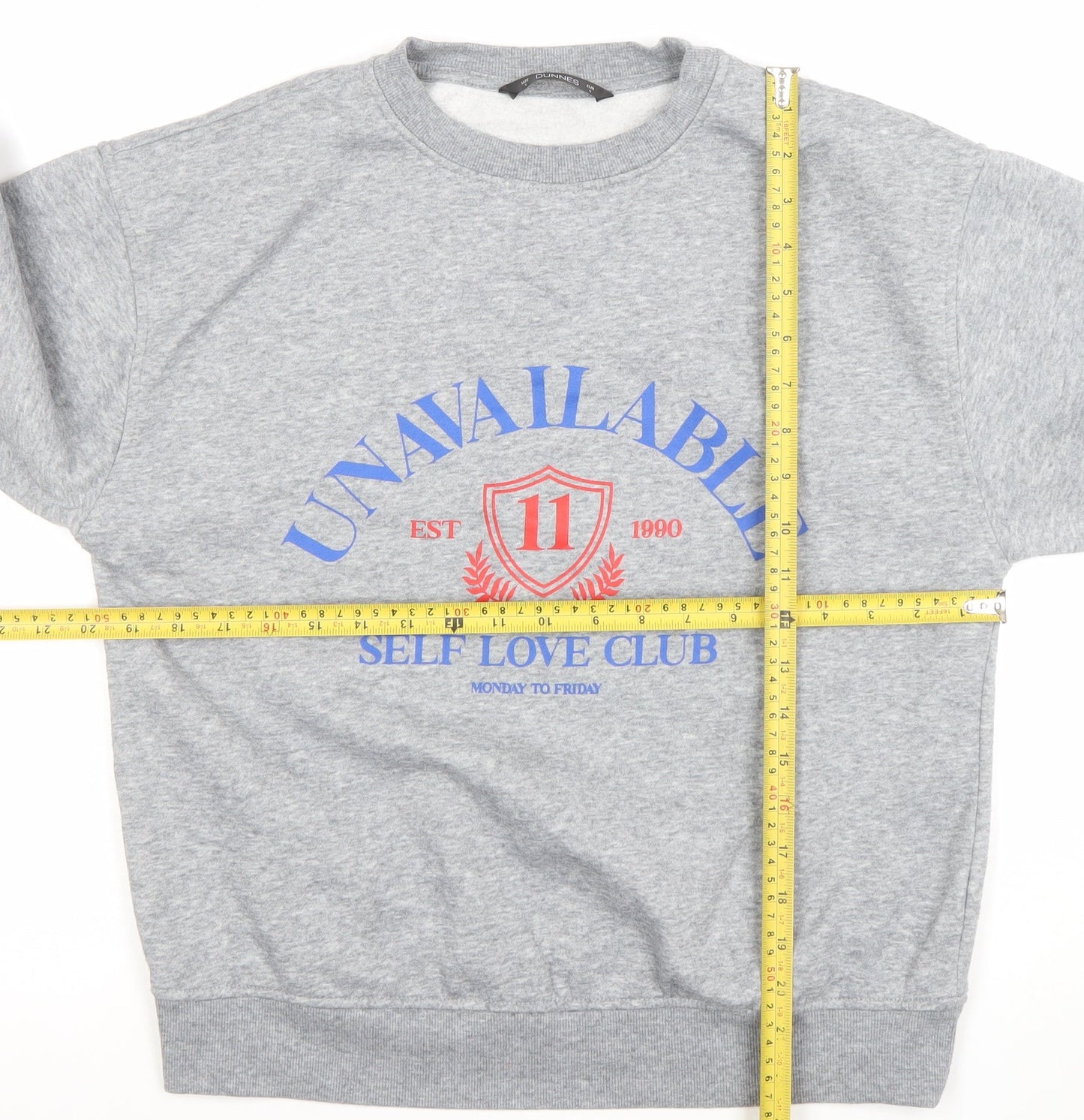 Dunnes Women’s Grey Graphic Crew Neck Pullover Sweatshirt Size S