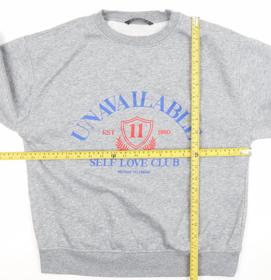 Dunnes Women’s Grey Graphic Crew Neck Pullover Sweatshirt Size S