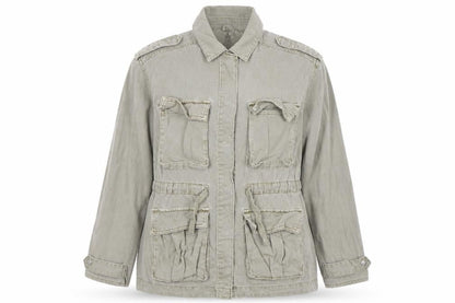 H&M Divided Women Khaki Cotton Military Jacket M Regular Long Sleeve