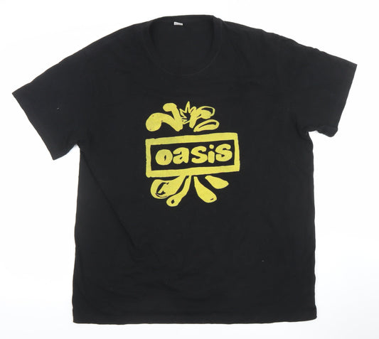 Vintage Black Oasis Band Men's XL Cotton T-Shirt