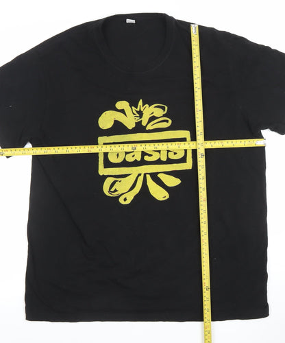 Vintage Black Oasis Band Men's XL Cotton T-Shirt