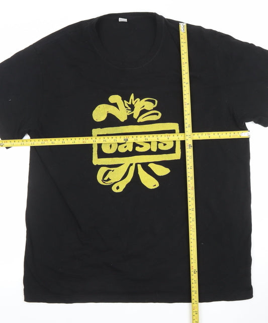 Vintage Black Oasis Band Men's XL Cotton T-Shirt