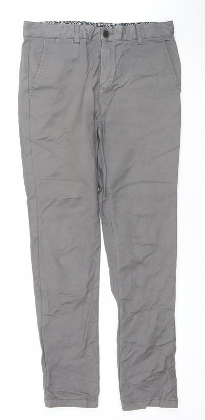 Mens UK Size 32R Steel & Jelly Slim Fit Chino Grey Trousers