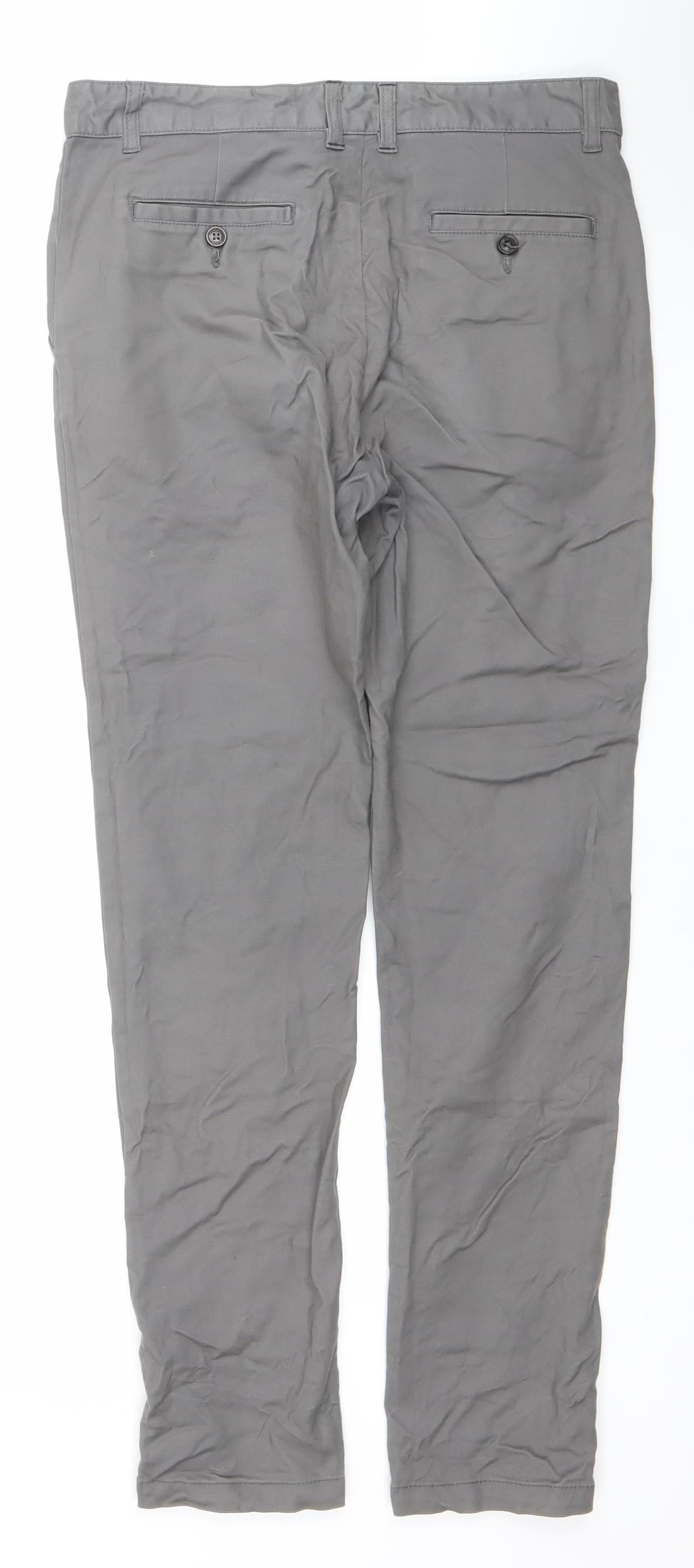 Mens UK Size 32R Steel & Jelly Slim Fit Chino Grey Trousers