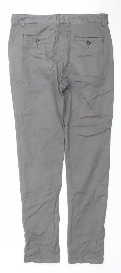 Mens UK Size 32R Steel & Jelly Slim Fit Chino Grey Trousers