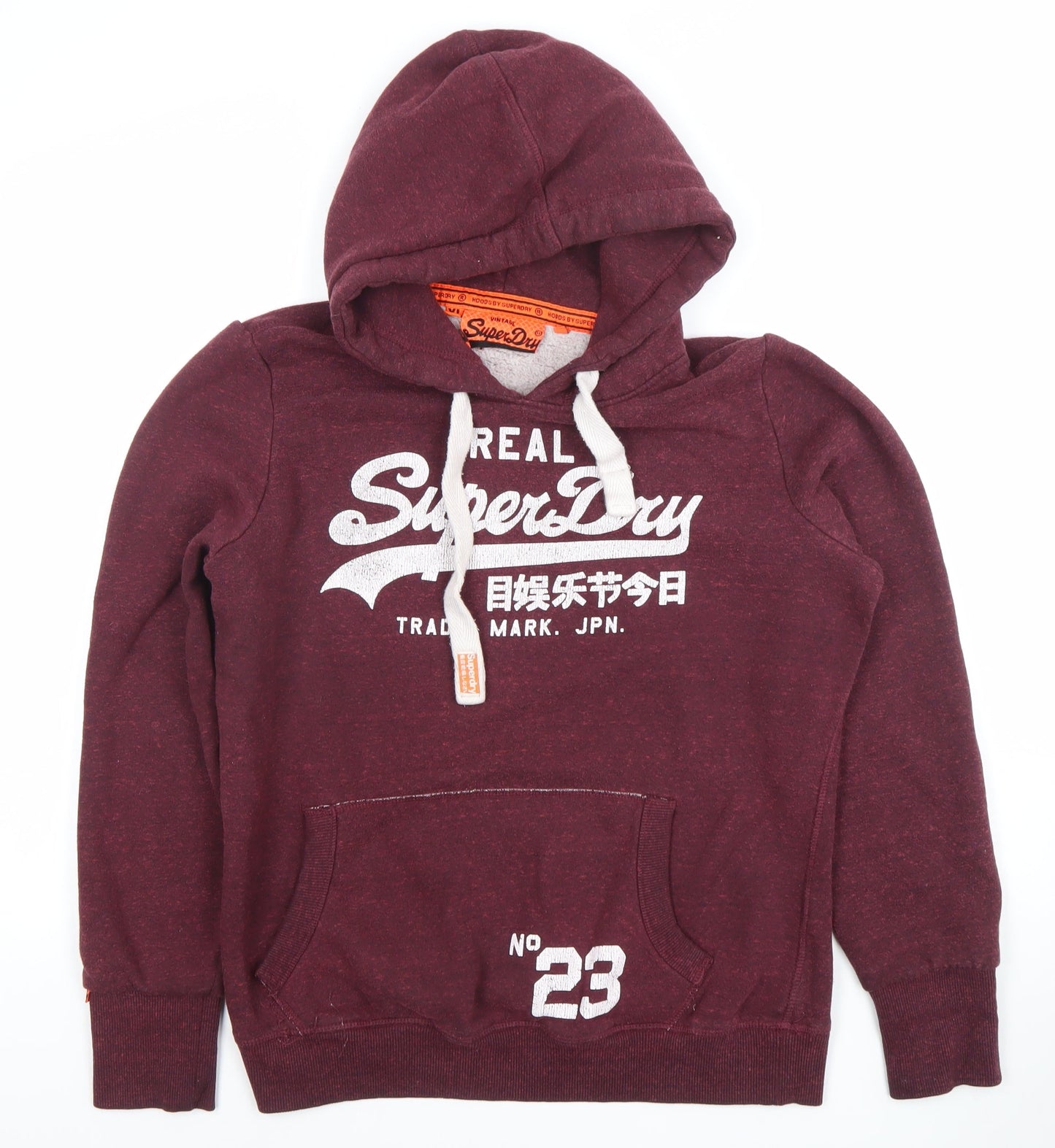 Superdry Men's XL Red Pullover Hoodie Graphic Print Fleece