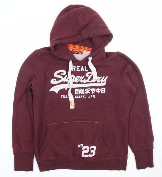 Superdry Men's XL Red Pullover Hoodie Graphic Print Fleece