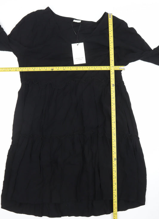 Jacqueline de Yong Women's Black Viscose Knee Length Ruffle Dress - Size 10