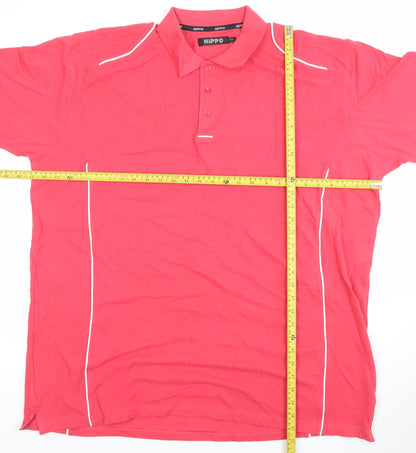 HiPPO Men's Red 2XL Short Sleeve Cotton Polo Shirt