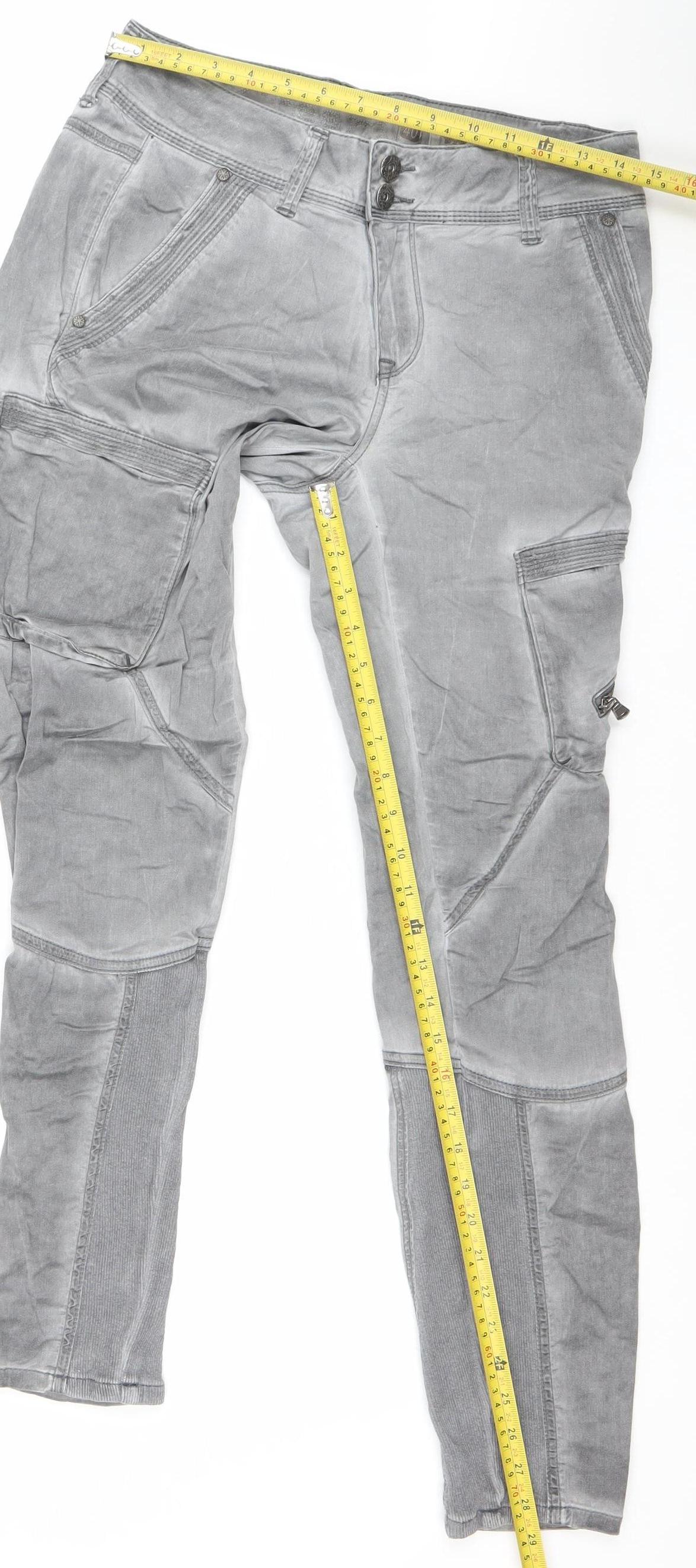 Womens UK Size 12 Sassy Regular Fit Tapered Grey Jeans