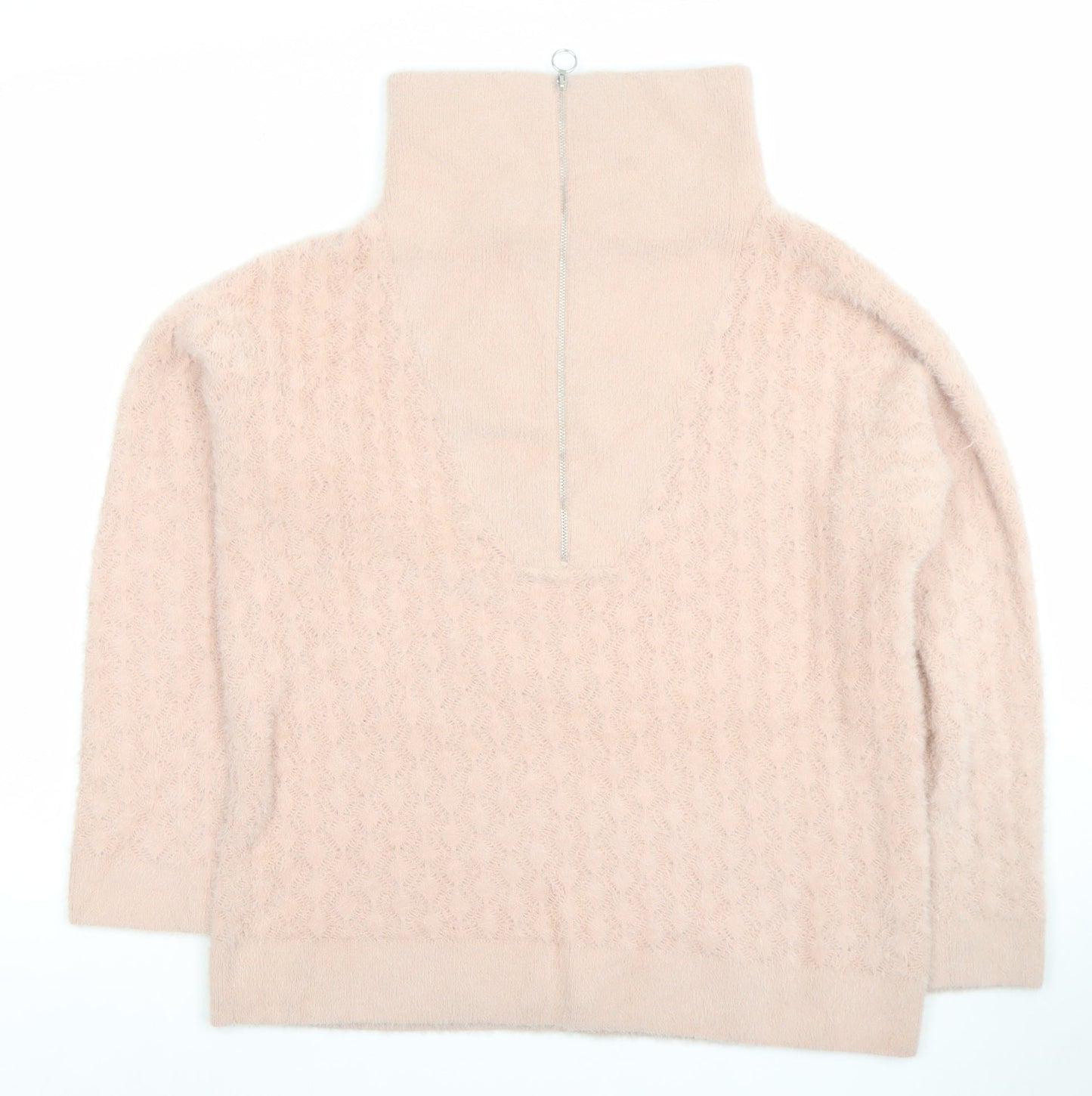 Gallery Women’s Beige Roll Neck Cable-Knit Jumper Size L