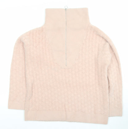 Gallery Women’s Beige Roll Neck Cable-Knit Jumper Size L