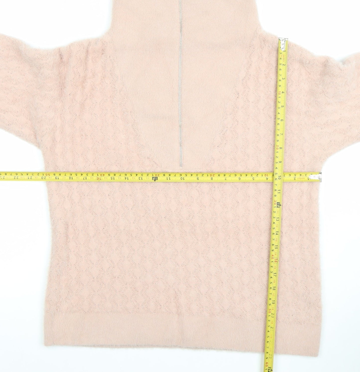 Gallery Women’s Beige Roll Neck Cable-Knit Jumper Size L