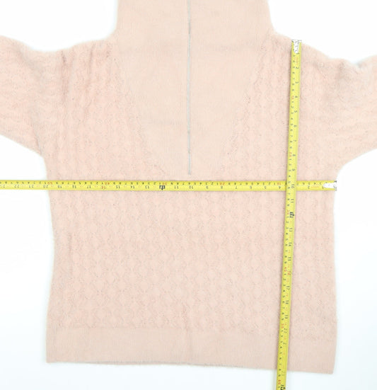 Gallery Women’s Beige Roll Neck Cable-Knit Jumper Size L