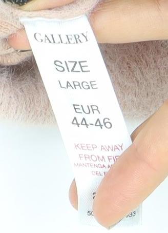 Gallery Women’s Beige Roll Neck Cable-Knit Jumper Size L