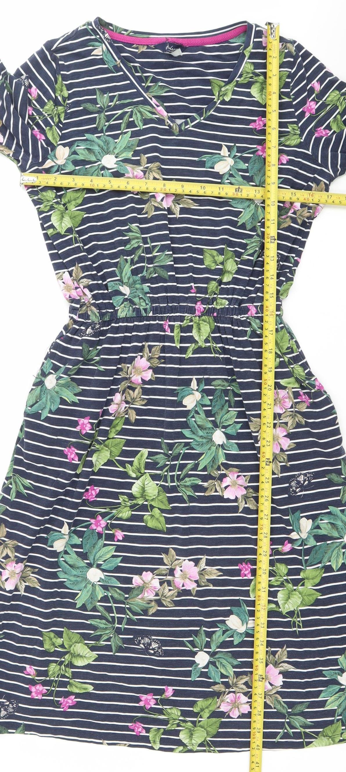 Joules Womens Multicoloured Floral Stripe Fit & Flare Dress Size 8