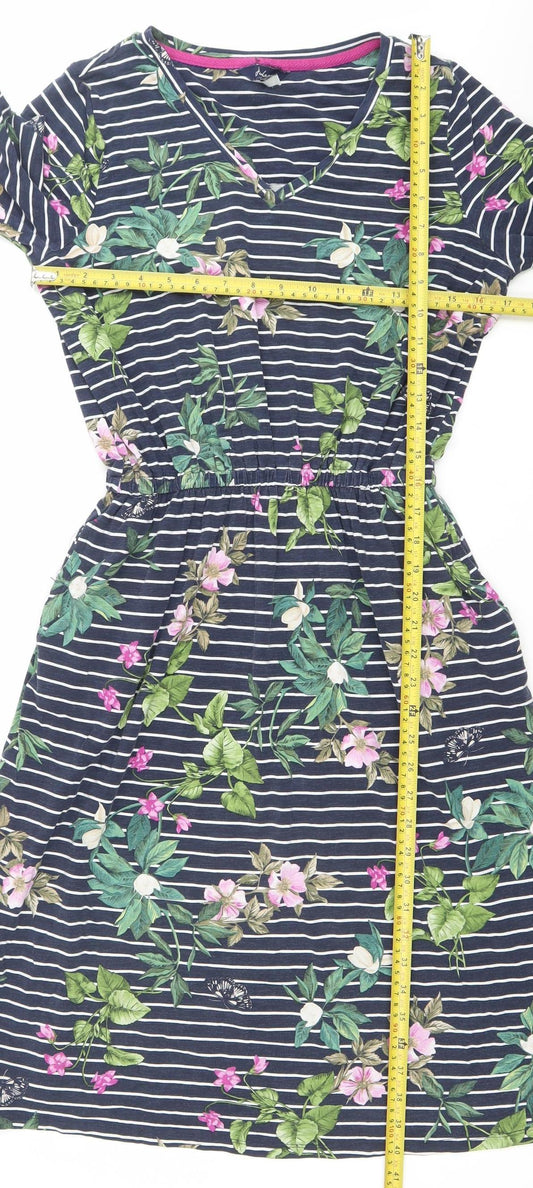 Joules Womens Multicoloured Floral Stripe Fit & Flare Dress Size 8