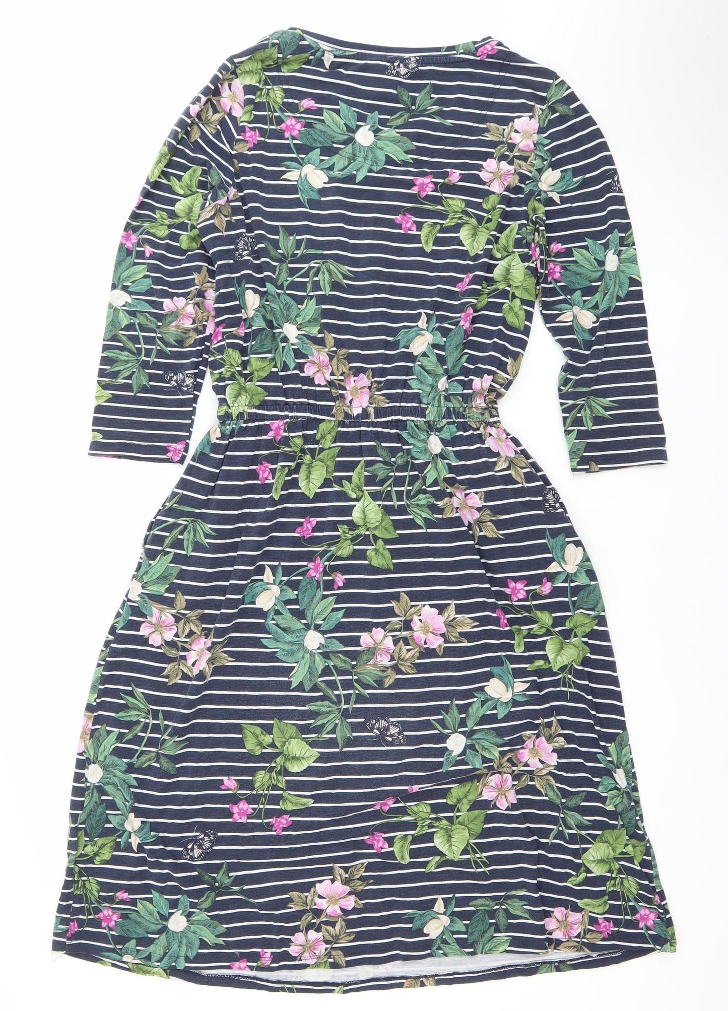 Joules Womens Multicoloured Floral Stripe Fit & Flare Dress Size 8