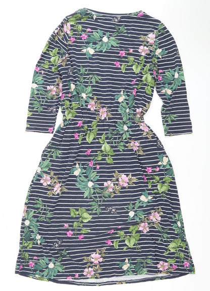 Joules Womens Multicoloured Floral Stripe Fit & Flare Dress Size 8