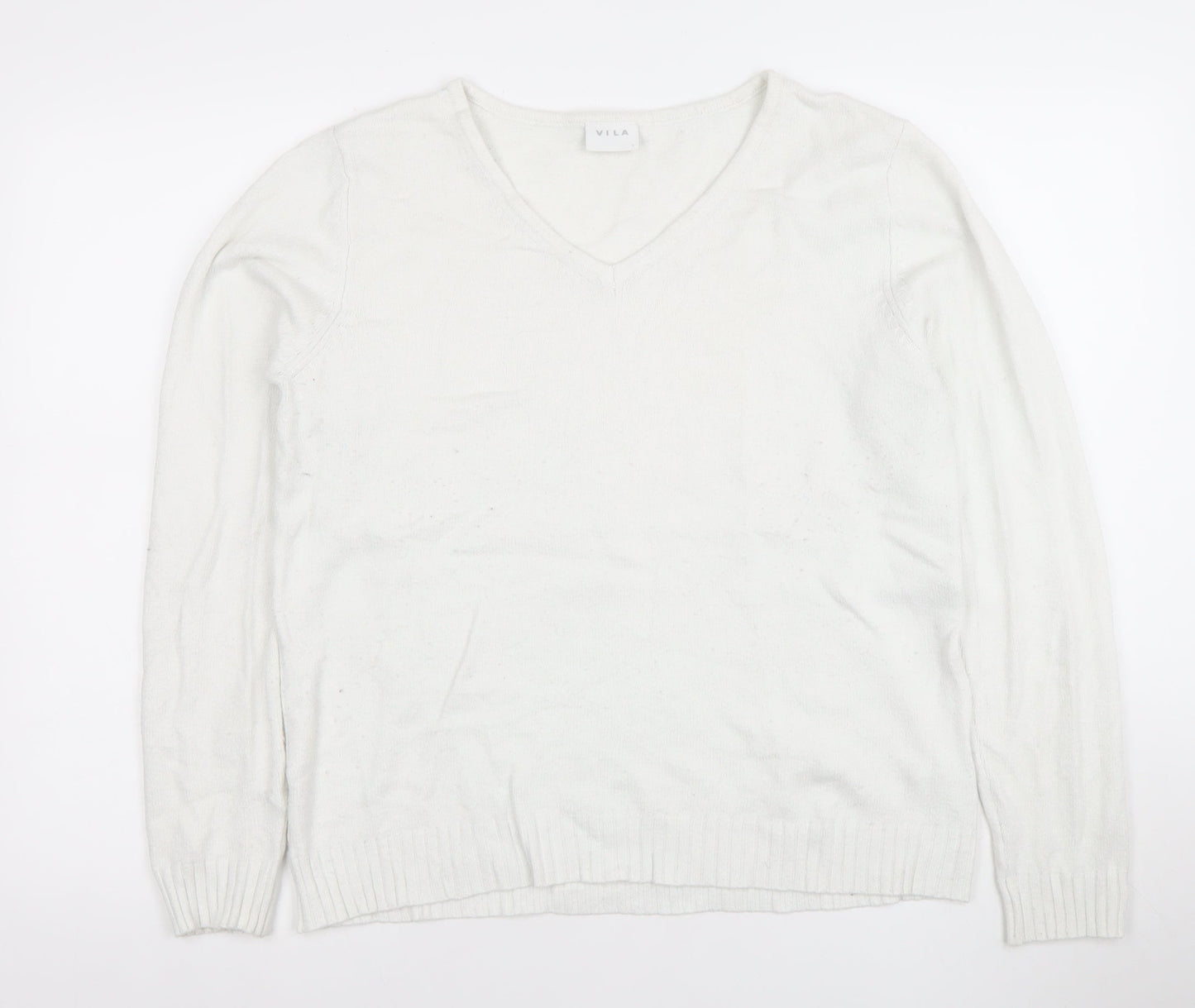 Womens UK Size L VILA White Pullover Jumper