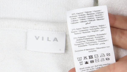 Womens UK Size L VILA White Pullover Jumper