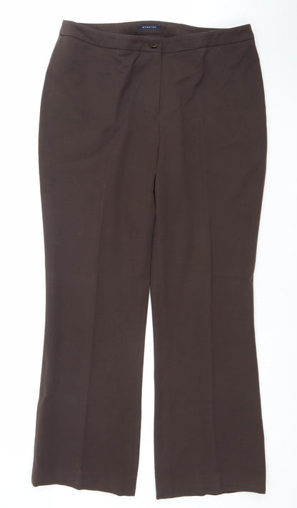 Womens UK Size 12 Jones New York Regular Fit Dress Pants Brown Trousers