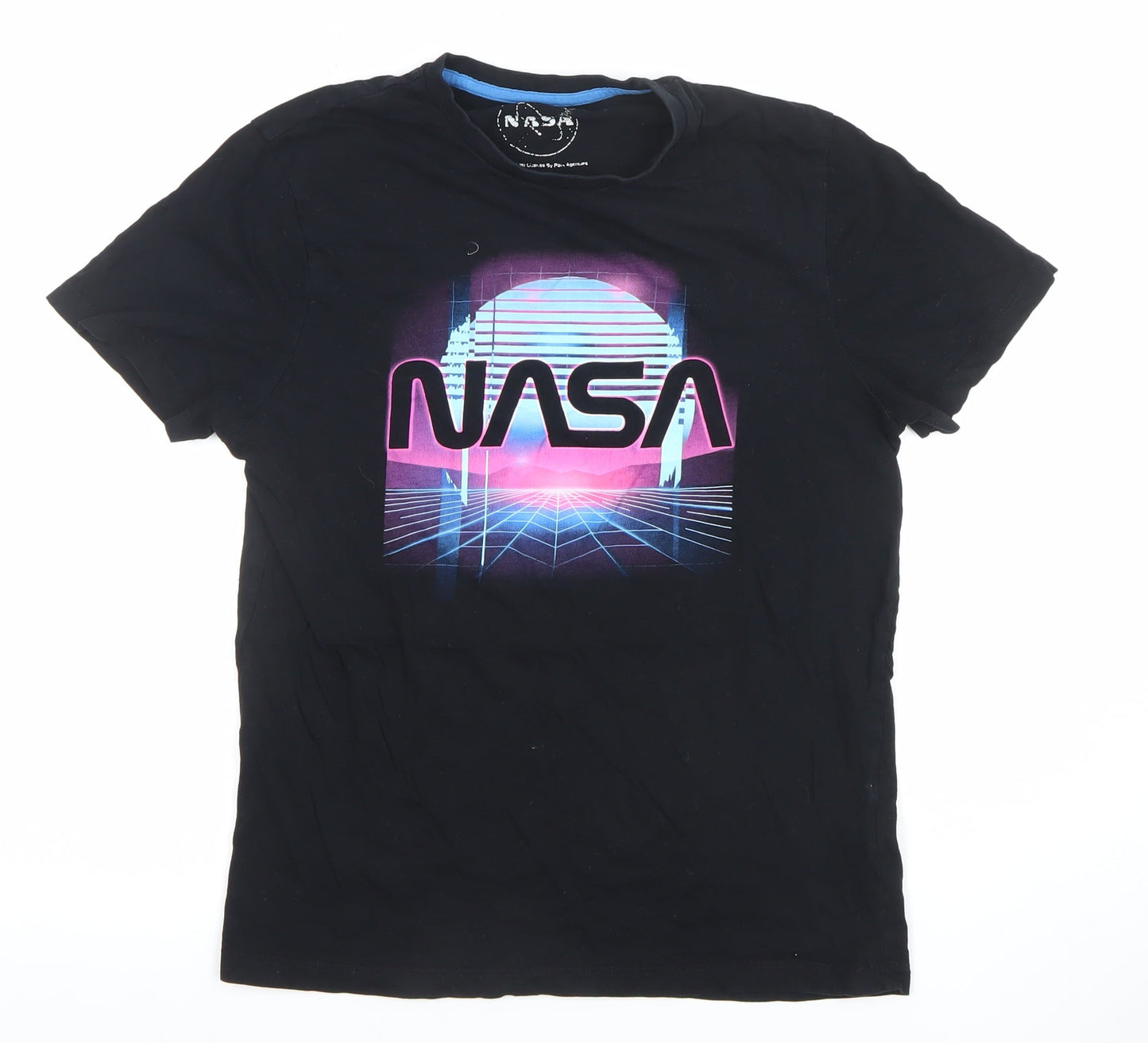 NASA Men’s Black Small Retro Space Graphic Cotton T-Shirt