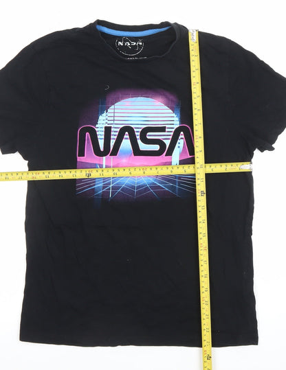 NASA Men’s Black Small Retro Space Graphic Cotton T-Shirt