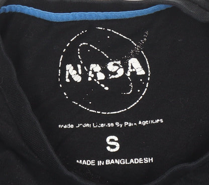 NASA Men’s Black Small Retro Space Graphic Cotton T-Shirt