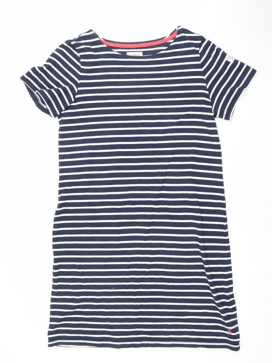 Joules Women Blue Striped Cotton T-Shirt Dress Size 14