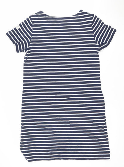Joules Women Blue Striped Cotton T-Shirt Dress Size 14