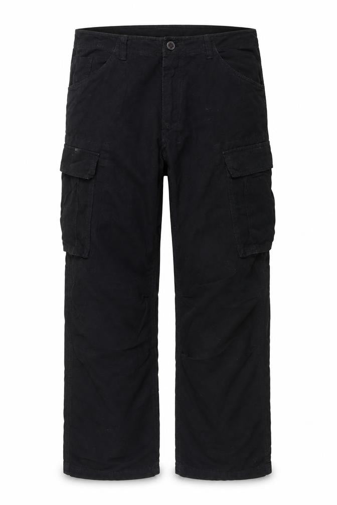 Mens UK Size W36 L32 Shine Original Regular Fit Cargo Black Trousers