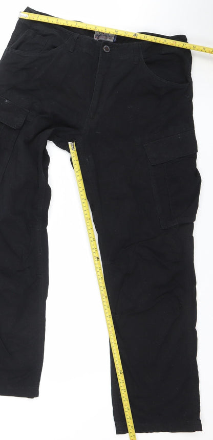 Mens UK Size W36 L32 Shine Original Regular Fit Cargo Black Trousers
