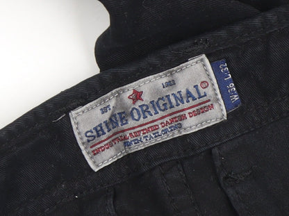 Mens UK Size W36 L32 Shine Original Regular Fit Cargo Black Trousers