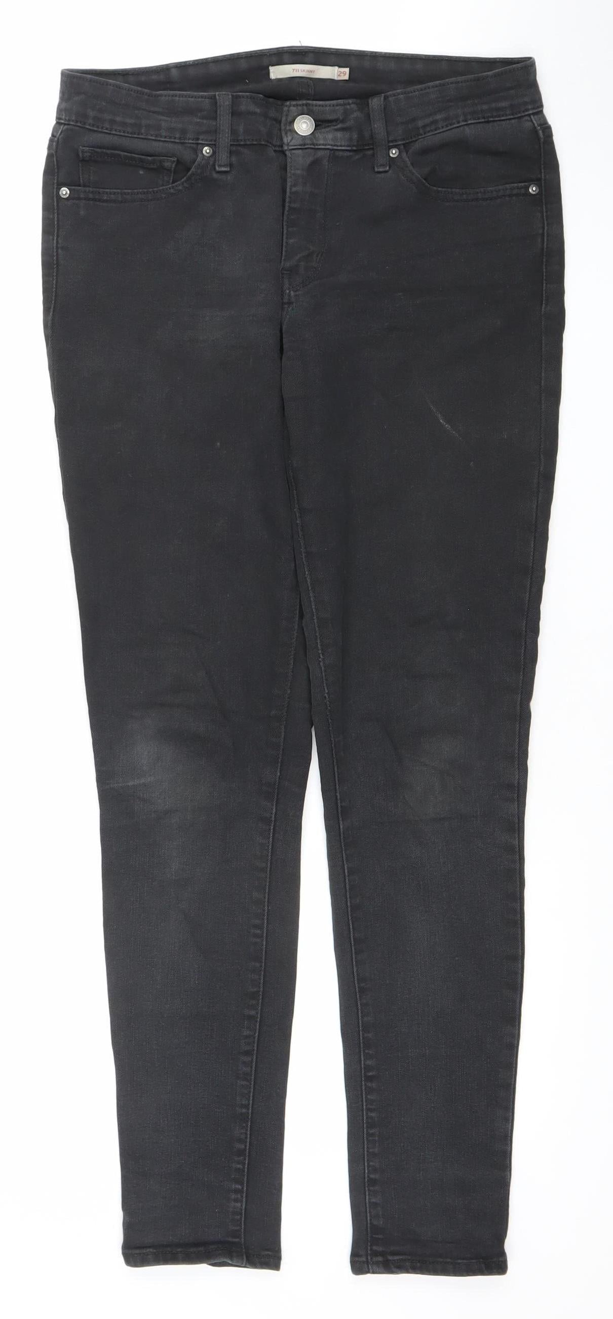 Levi's Women's Black 711 Skinny Jeans Size 29 Mid Rise Stretch Denim
