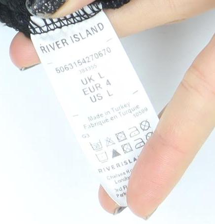 River Island Men's Black 1/4 Zip Knit Polo Shirt Size L